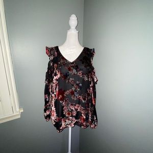 White House Black Market velvet blouse